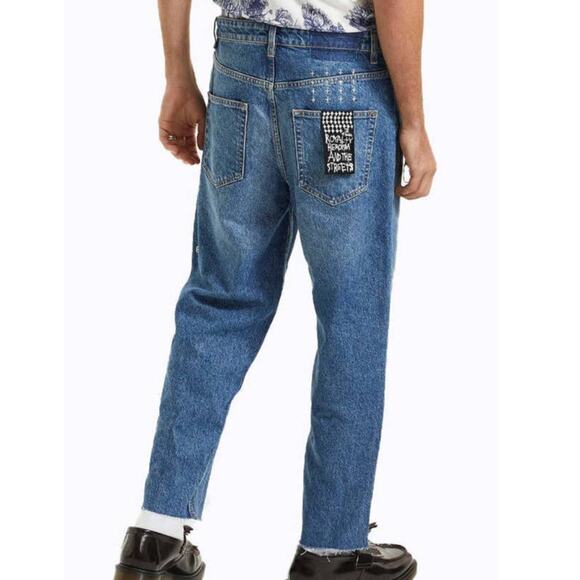 Ksubi NWT Men's Bullet Cropped Blaze Denim Jeans Size 29 Relaxed Leg Raw Hem - Picture 2 of 11